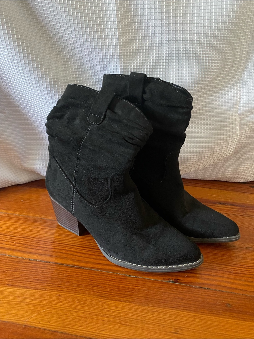 a.n.a Black Slouchy Western Heeled Ankle Boots